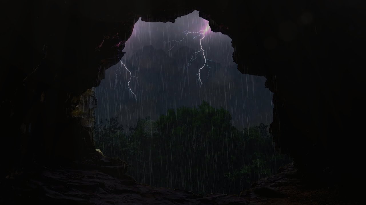 Regenger&auml;usche zum Einschlafen: Regen, Gewitter & Wind in der Natur (Dunkler Bildschirm)