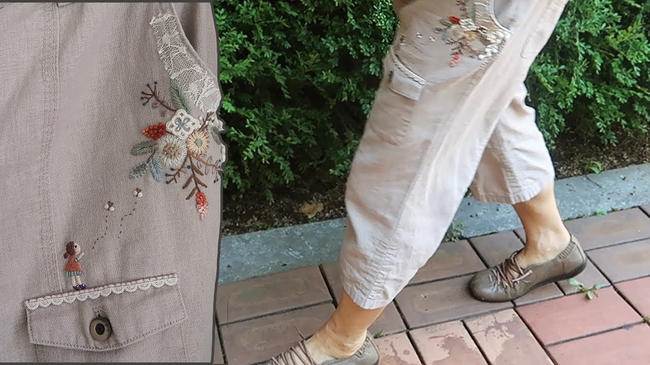 린넨 바지에 프랑스자수로 수놓기 │ Embroidered Linen Pants │ How To  Make DIY Crafts Tutorial