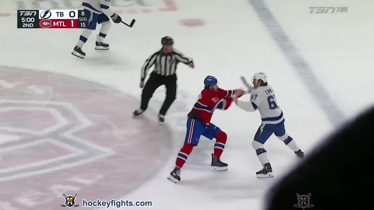 Declan Carlile vs Josh Anderson | Apr 09, 2026 | Tampa Bay Lightning vs Montreal Canadiens