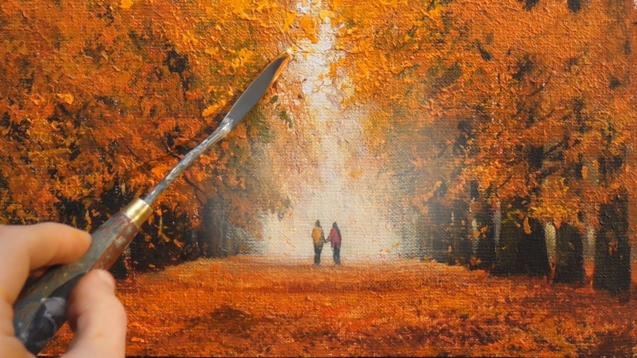 Acrylic Landscape Painting - Autumn  / Satisfying Art / Живопись акрилом. Уроки рисования. Искусство