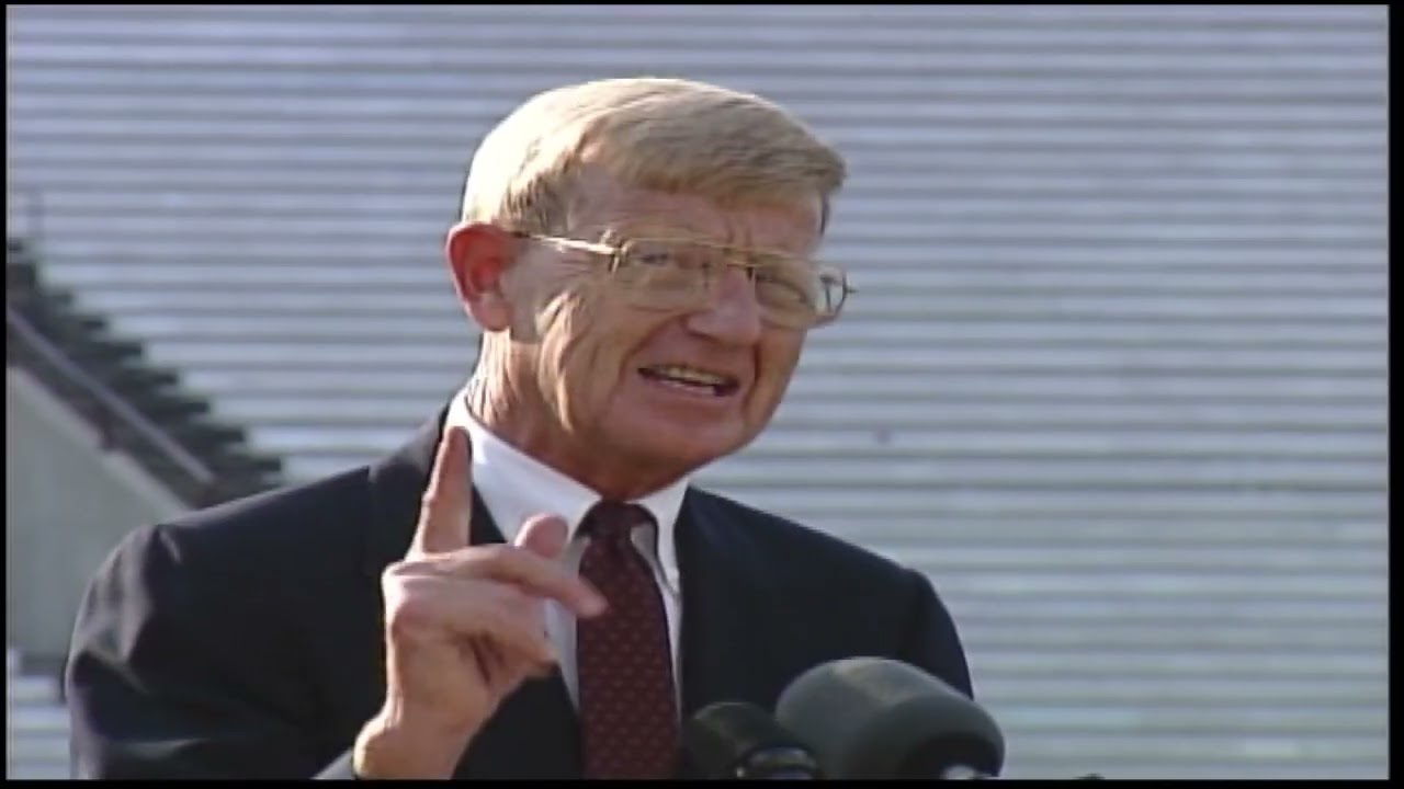 Lou Holtz hired by South Carolina 1998 archival footage