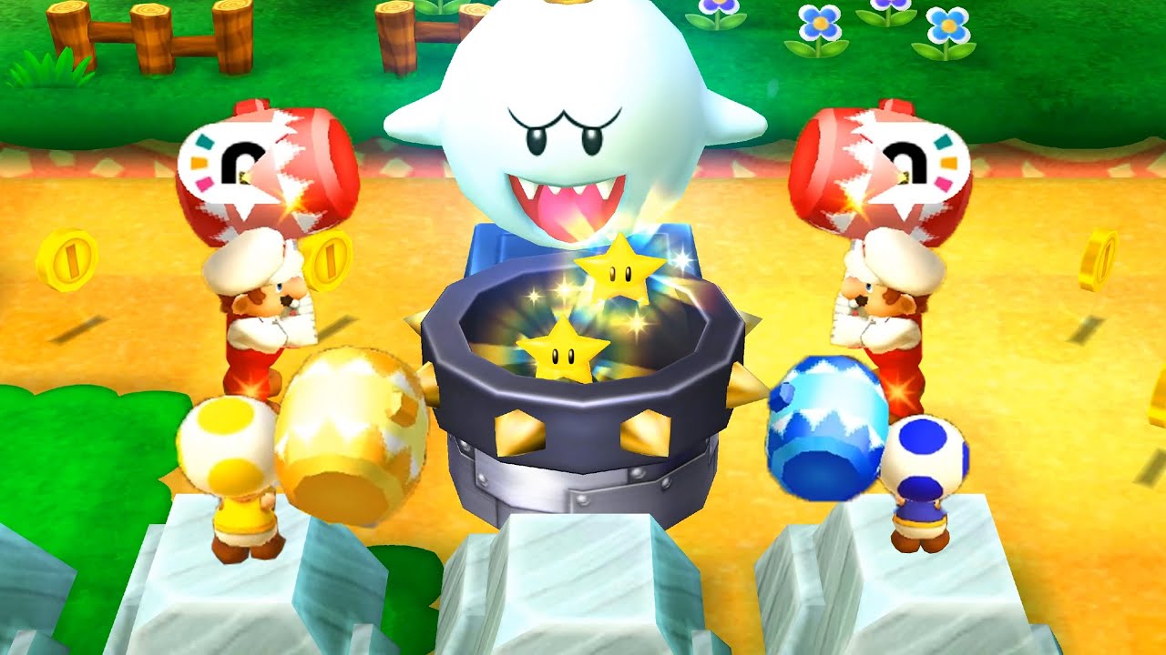Mario Party Star Rush Toad Scramble With Team Fire Mario Vs Rivals Players | World 0-2