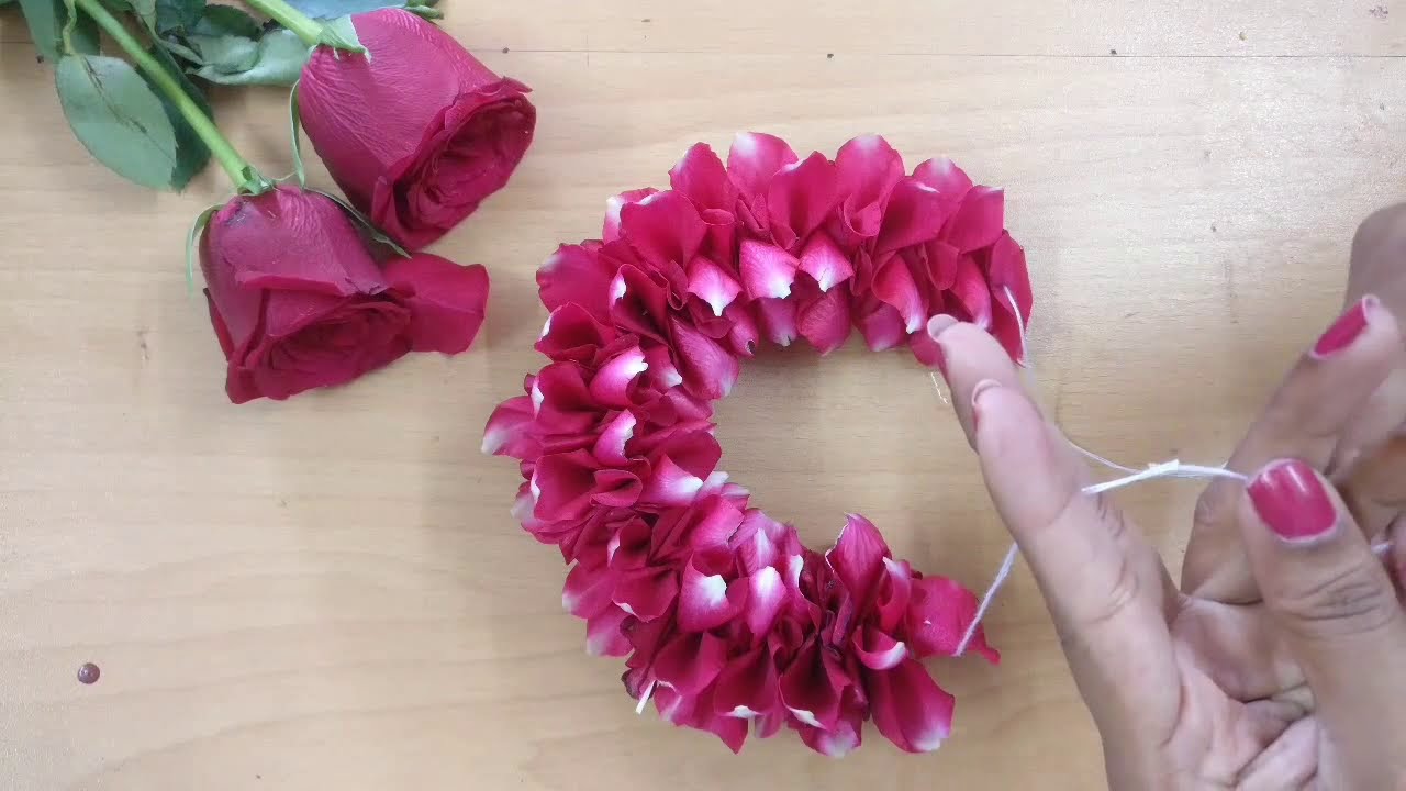 How To Make Bridal Flower Veni | DIY | Easy Bridal Rose Petal Veni Making