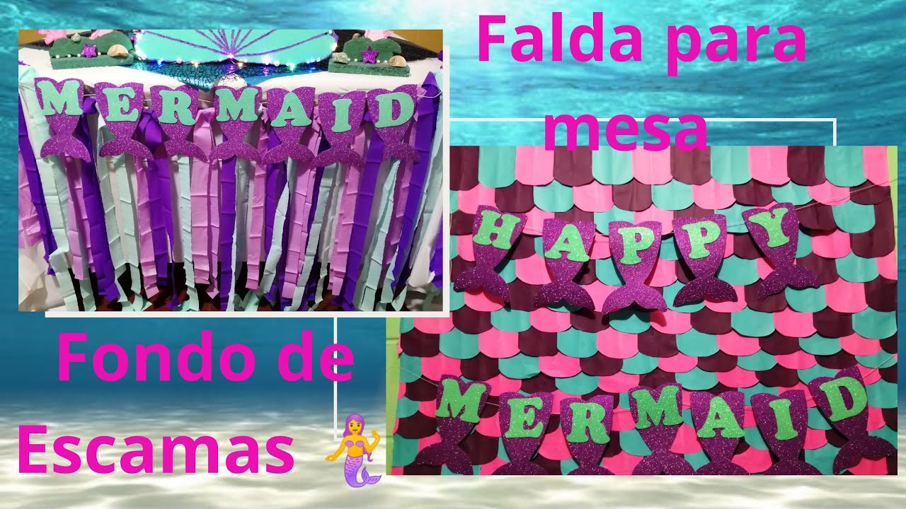 Fiesta temática de la sirenita - fondo de escamas y Falda para mesa