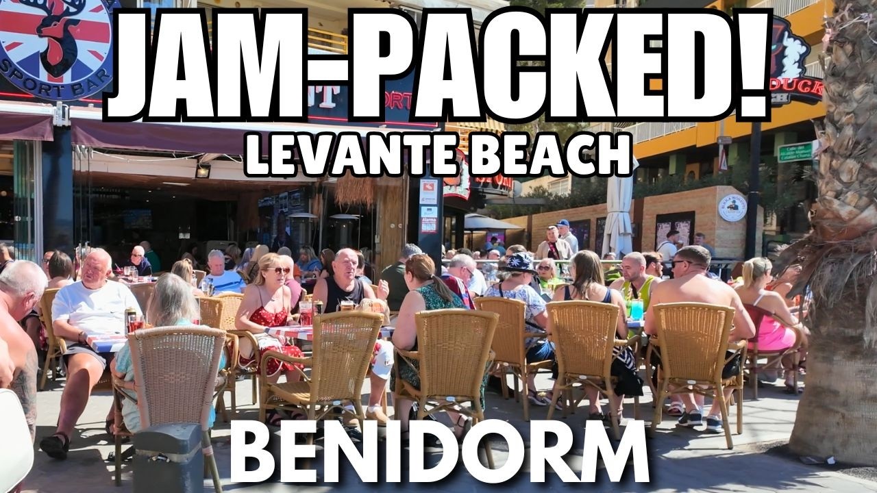 Benidorm: JAM-PACKED Levante Beach & Full Bars! 🏖️🍻 HOT March Weather!