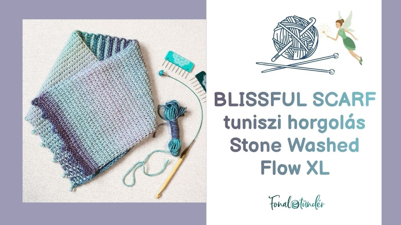 Stone Washed Flow XL - sál horgolás - Tuniszi technikával #stonewashedflowxl #scheepjes