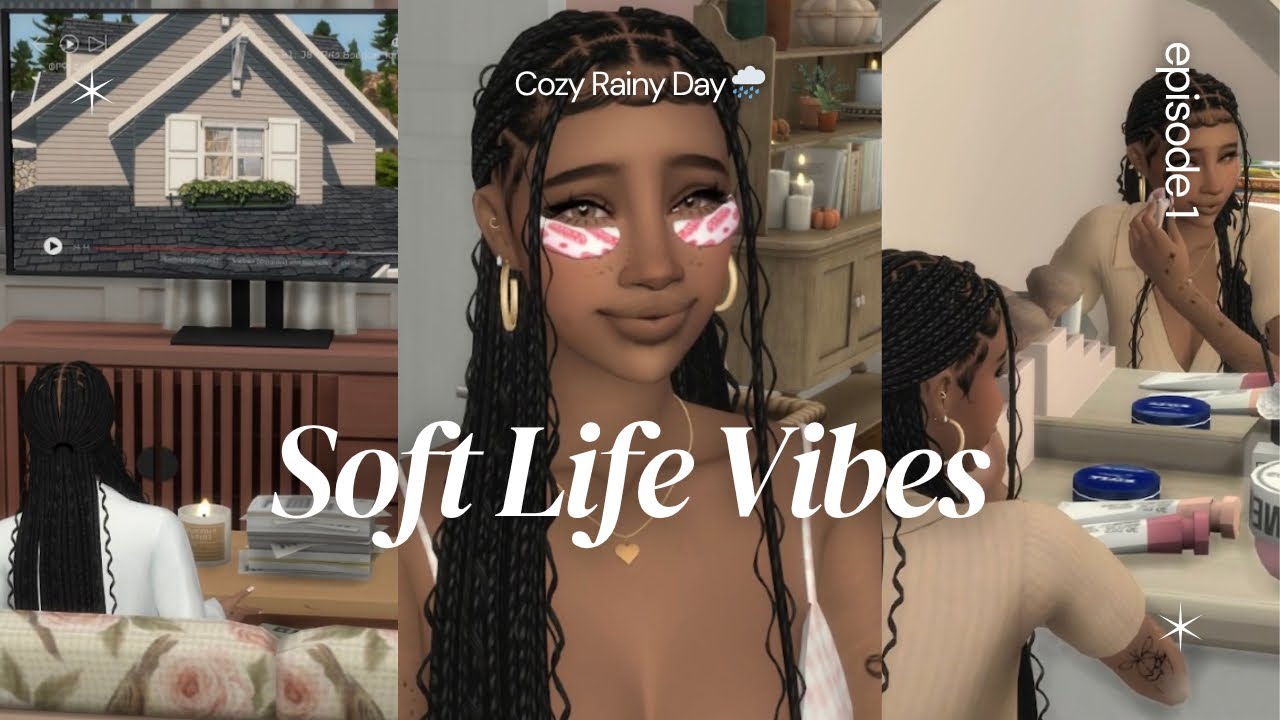 Soft Life in The Sims 🌧️ |  A Cozy Sims Day: Laundry, Cooking & Movies ☕