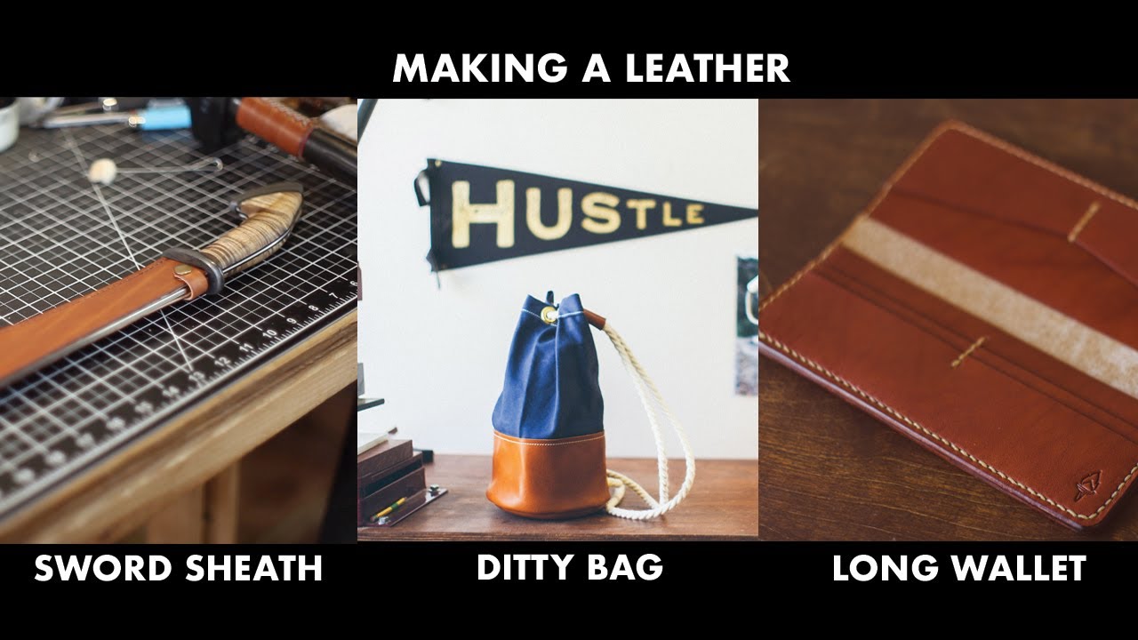 Making a Leather Sword Sheath / Ditty Bag / Long Wallet - Videos 13-15