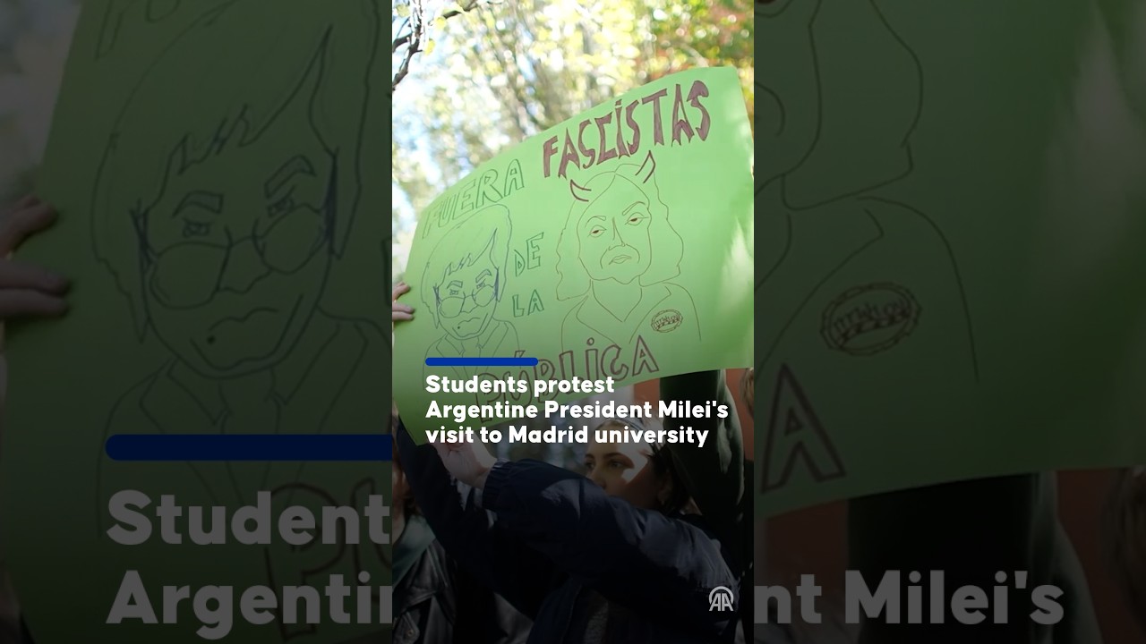 Students protest Argentine President Javier Milei's visit to Madrid university