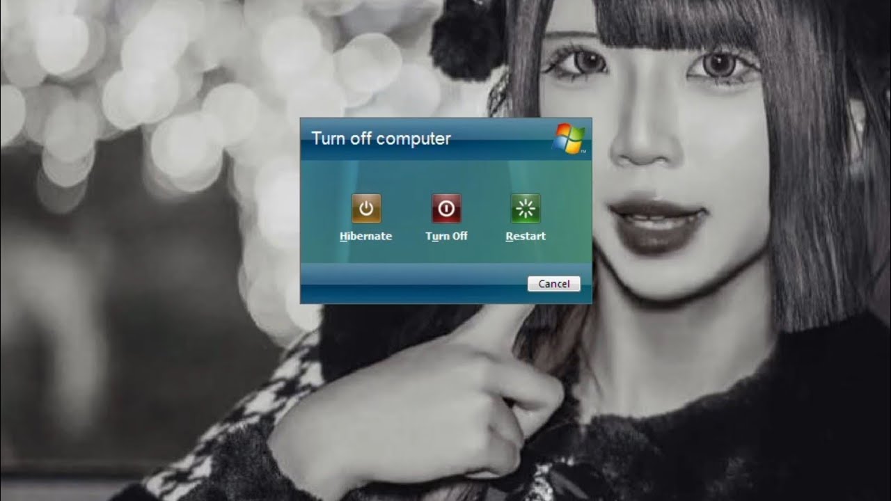 Windows XP Aero in Christmas girl wallpaper startup and shutdown in welcome screen
