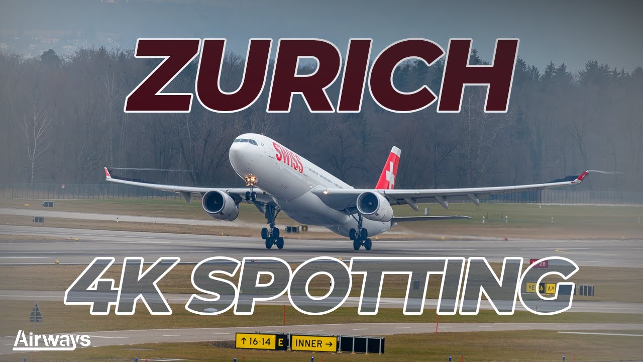 15 Minutes of Take-offs and Landings at Zurich (ZRH) | Planespotting 4K