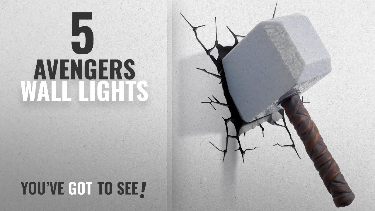 Top 10 Avengers Wall Lights [2018]: 3DLightFX Marvel Avengers Thor Hammer 3D Deco Light