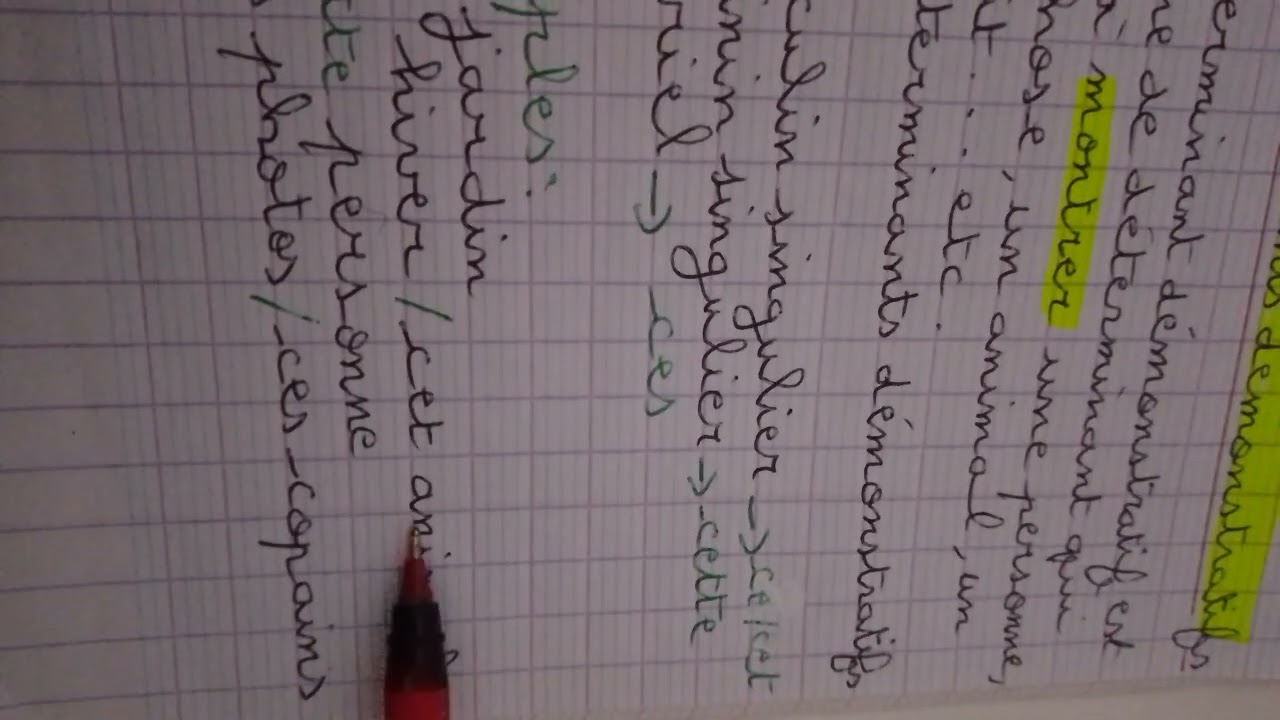 Grammaire: les déterminants démonstrnstratifs# comprendre facilement ses leçons 