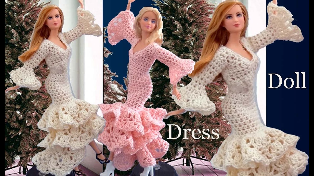 Como Hacer Vestidos de Fiesta para Muñecas vestido tejido a Crochet
