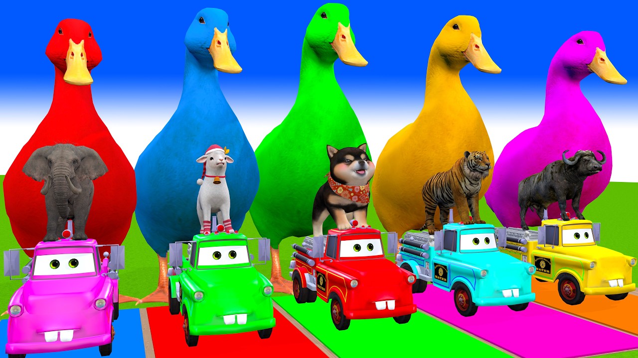 Long Slide Game With Cow Elephant Gorilla Hippopotamus Tiger 3d Animal Game Funny 3d Animals