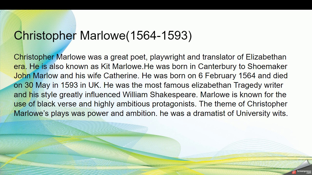 Christopher Marlowe biography and works