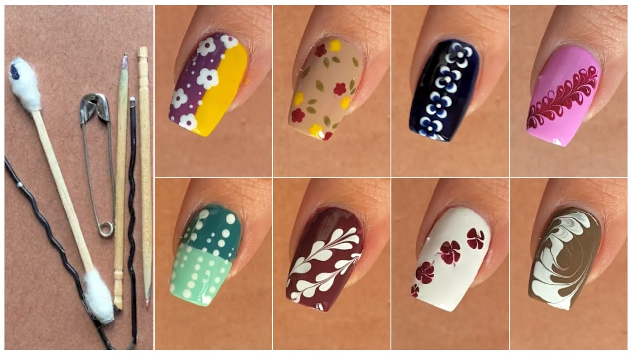 Top 8 Simple and easy nail art designs || Nail art without tools 