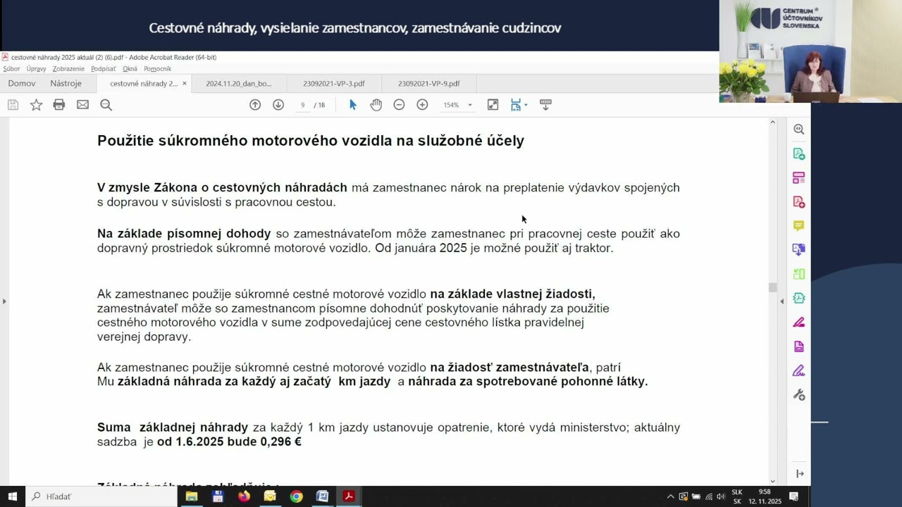 Použitie súkromného motorového vozidla na služobné účely