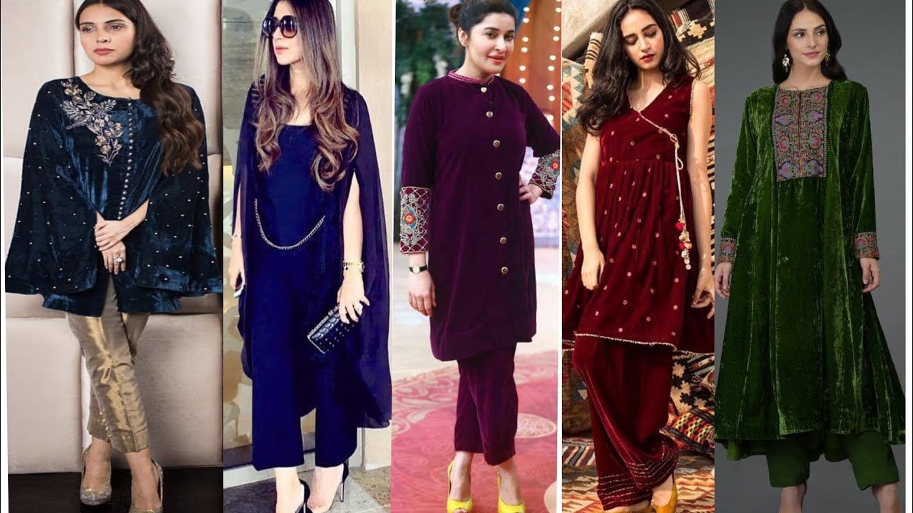 velvet kurti new design ideas 2020 ke velvet suit collection