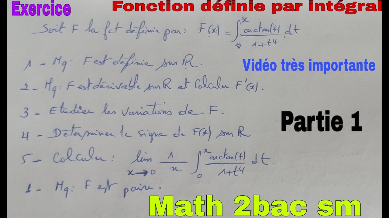 fonction definie par integral.....math 2bac sm