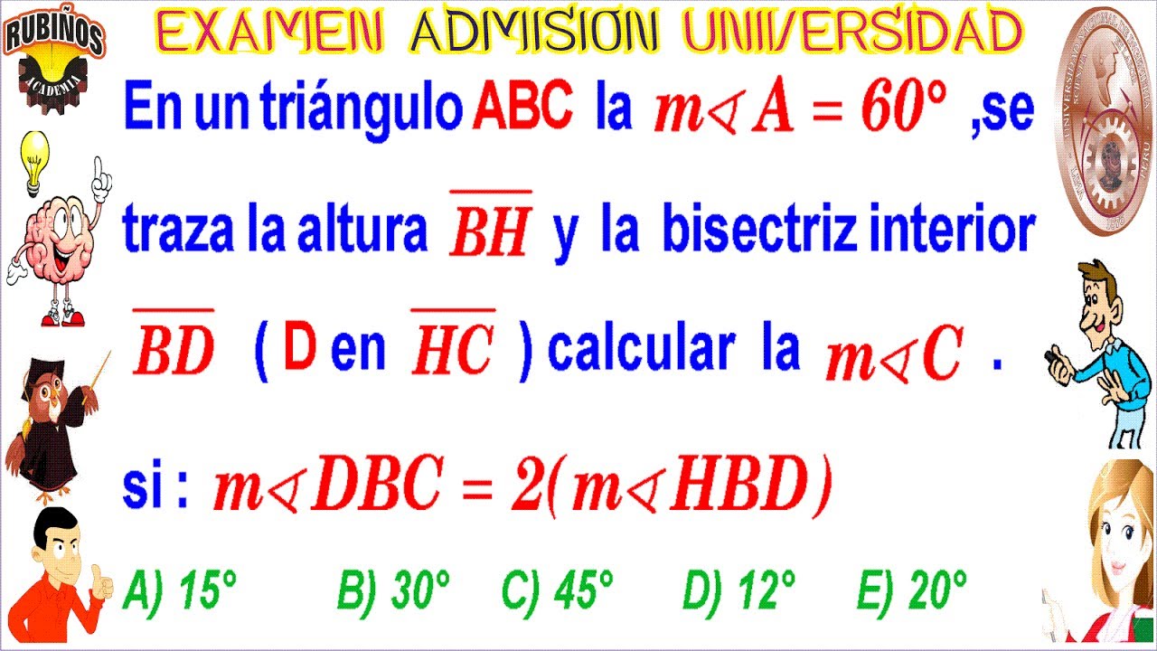 Examen UNI Admisión Universidad de Ingeniería Líneas Notables en el Triángulo Solucionario