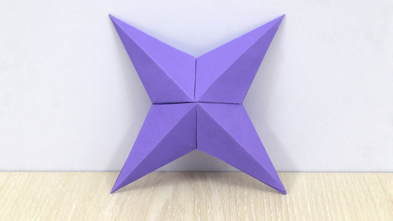 How to Make 3D Paper Star for Christmas - Origami Four Pointed Star Tutorial