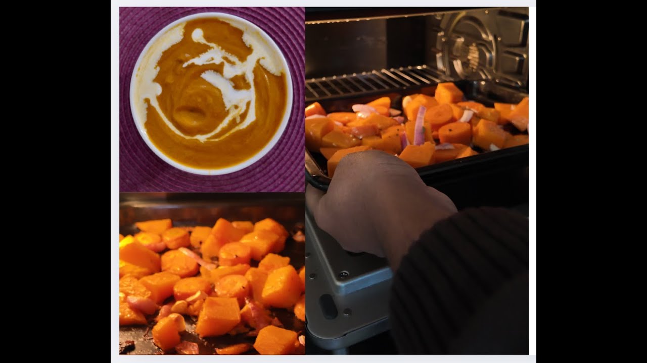 Creamy Pumpkin Soup Recipe | Easy Healthy Homemade Soup with Carrot, Onion, Garlic, Herbs Olive Oil