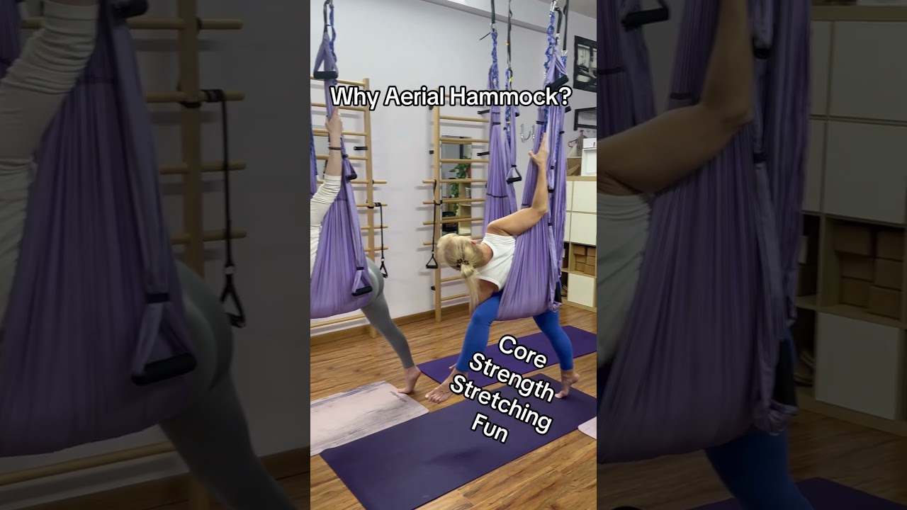 Strength and Stretch on Aerial Hammock #pilates #fitness #aerial #core #balance  #stretching #fun