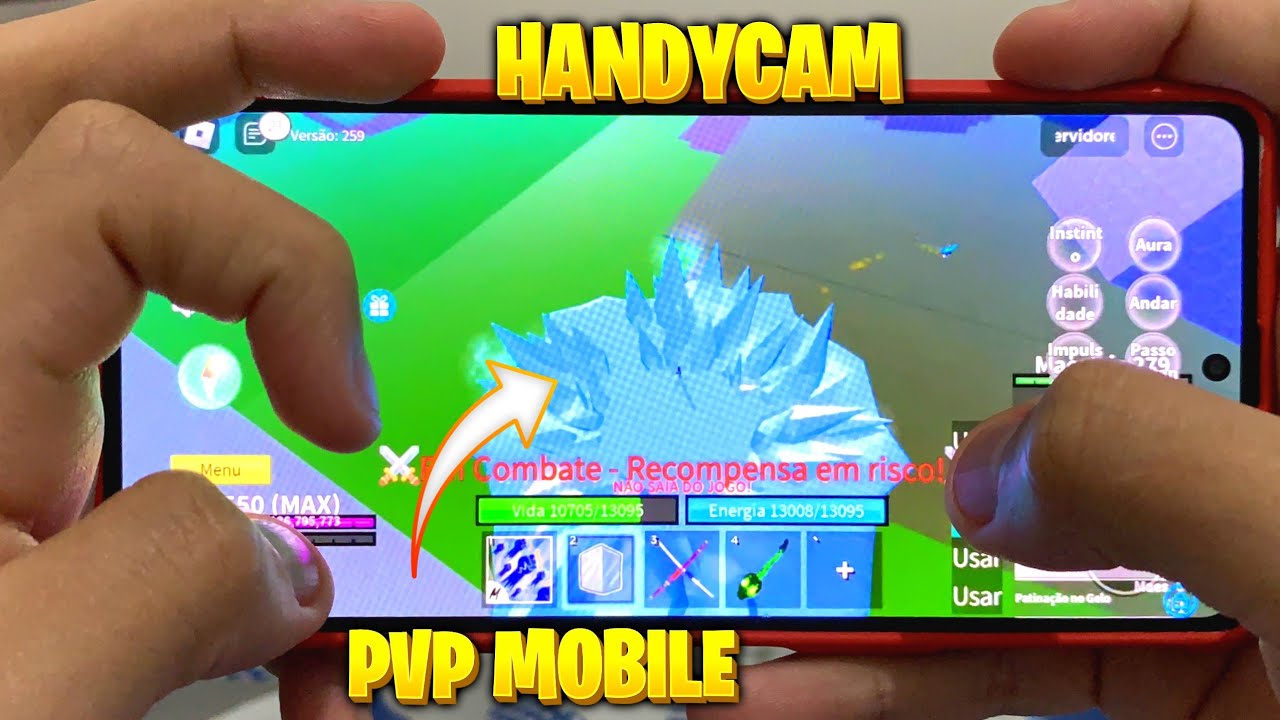 HANDYCAM MOSTRANDO MINHAS MÃOS JOGANDO PVP BLOX FRUITS - MOBILE ICE USER