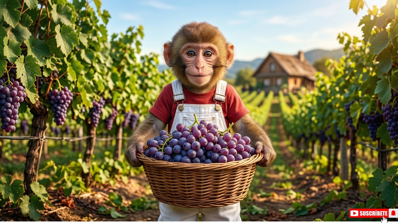 A Day in the Life of a Cute Little Monkey Farmer | From Rice Field Work to Making Grape Cake
