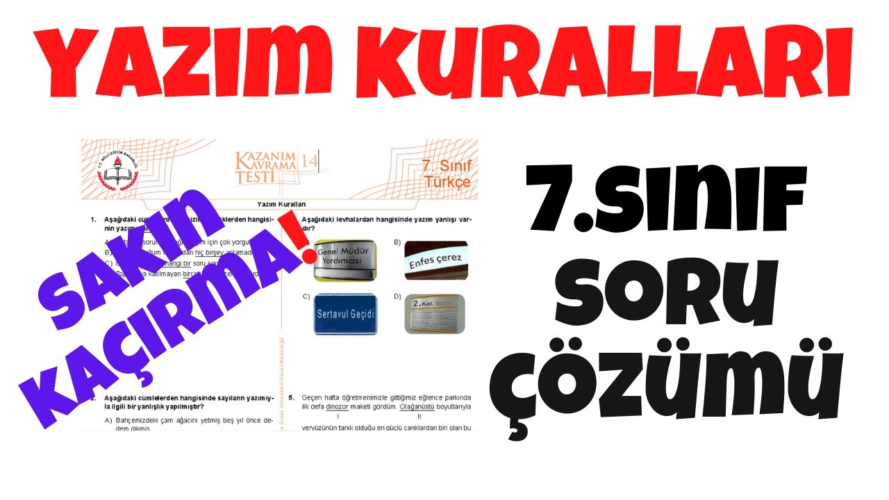 Yazım Kuralları Soru Çözümü MEB | Yazım Kuralları Test Çözümü 7.Sınıf