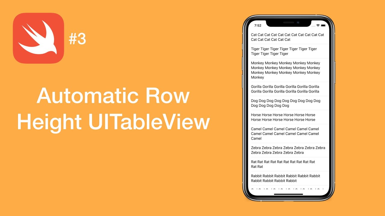 Automatic Row Height UITableView - Swift #3 - iOS Programming