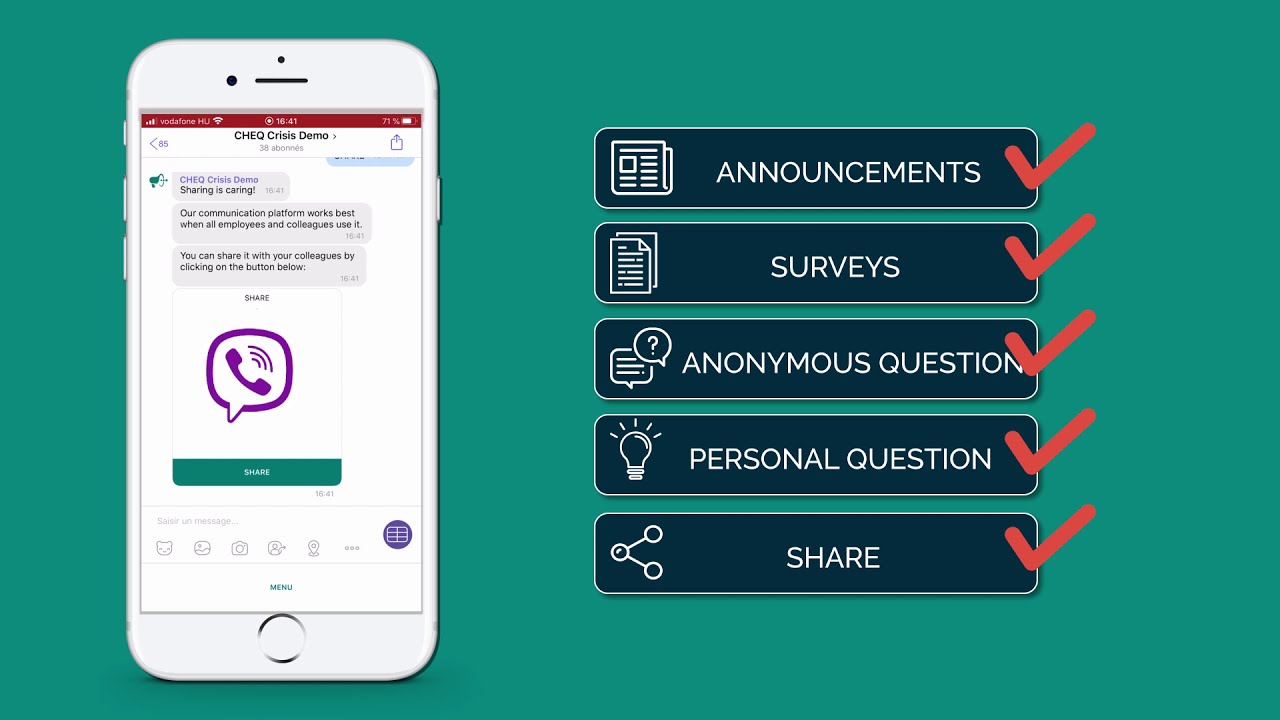 CHEQ - Internal communication tool - Functions