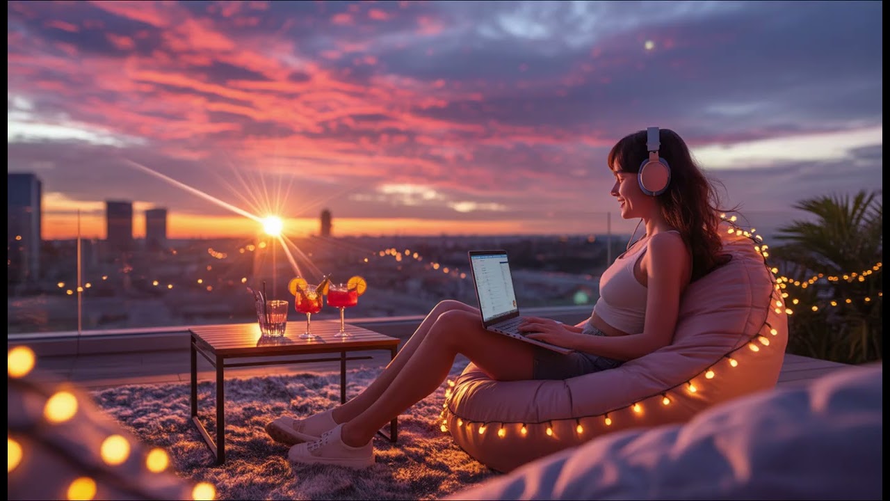 Lofi Sunset Beats 🌇 Chill & Relax Study Music | Cozy Rooftop Vibes to Focus, Work & Dream