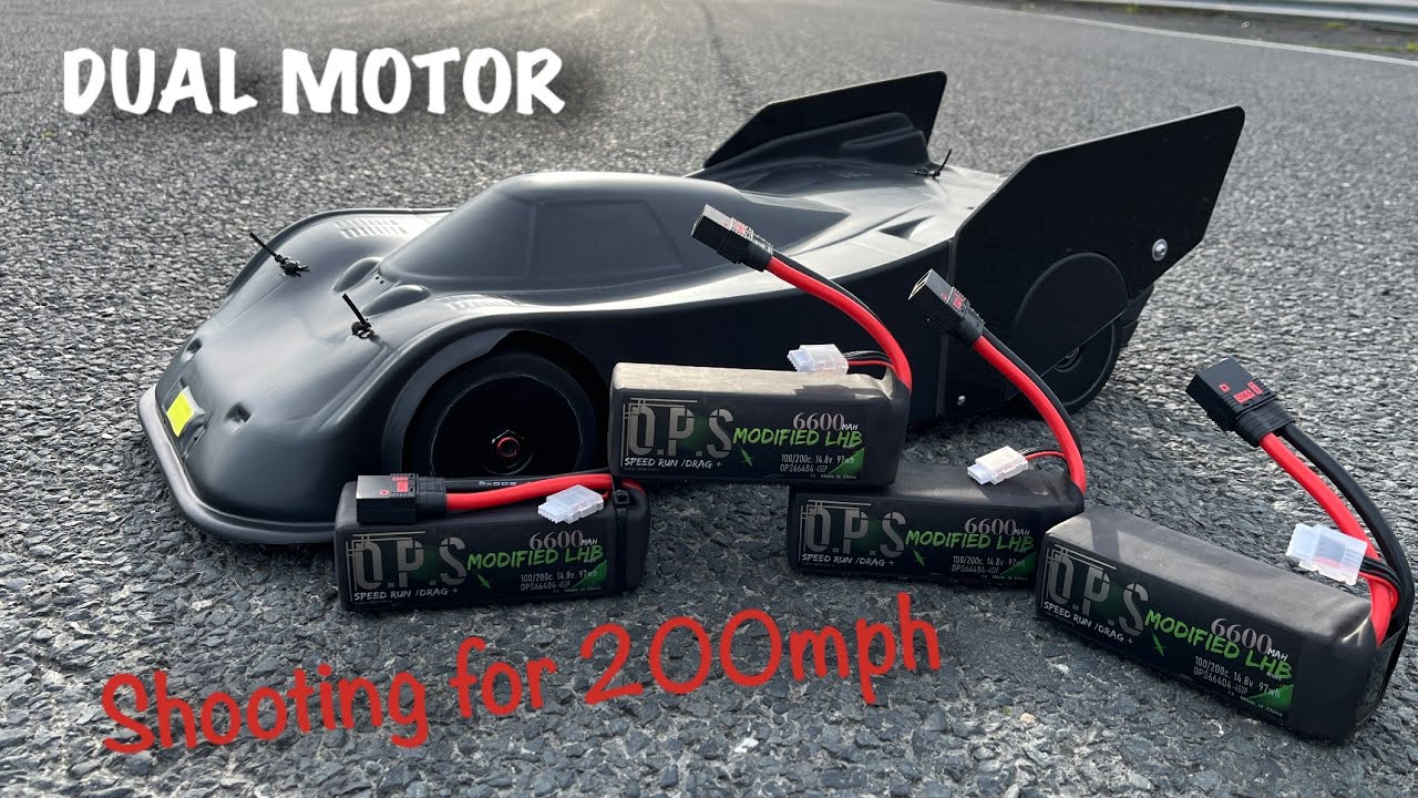 Chasing 200mph is challenging!  Dual motor RC car doing ???mph