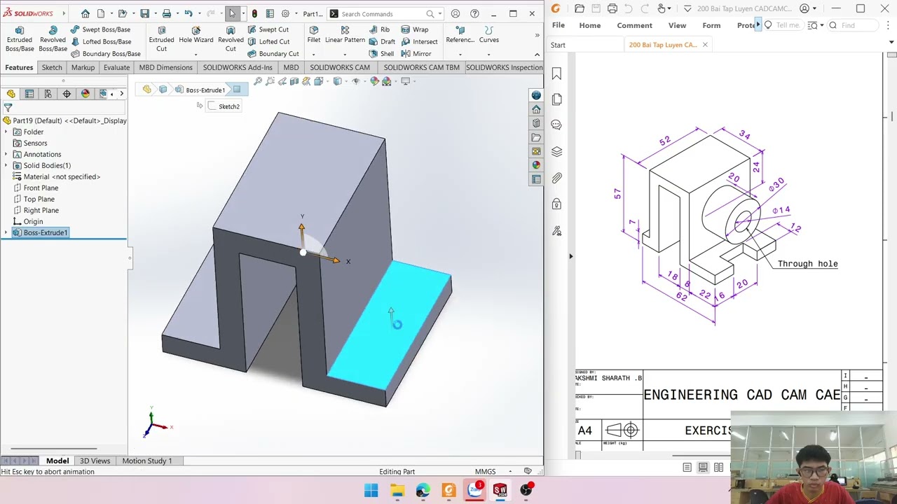 Thực hành SolidWorks bộ 200 bài - Bài 19