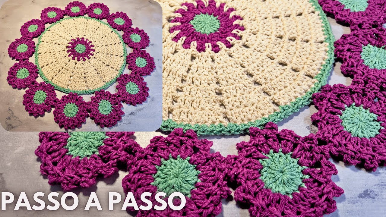 Sousplat Flor de Primavera - Passo a Passo Crochê