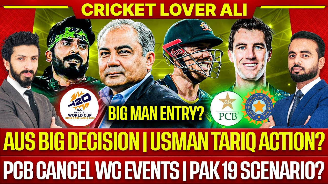 Aus Big Decision |Usman Tariq Action? | PCB Cancel T20 WC all Events | Pak v Ind Scenario?| Top news