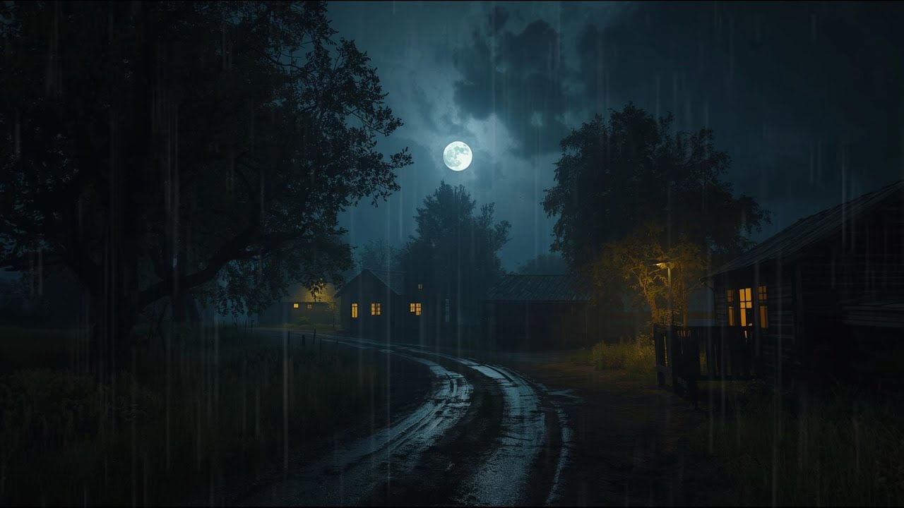 Dark Rain Night Calm at Quiet Rural | ASMR Rain to Help You Sleep Deeper & Relaxation
