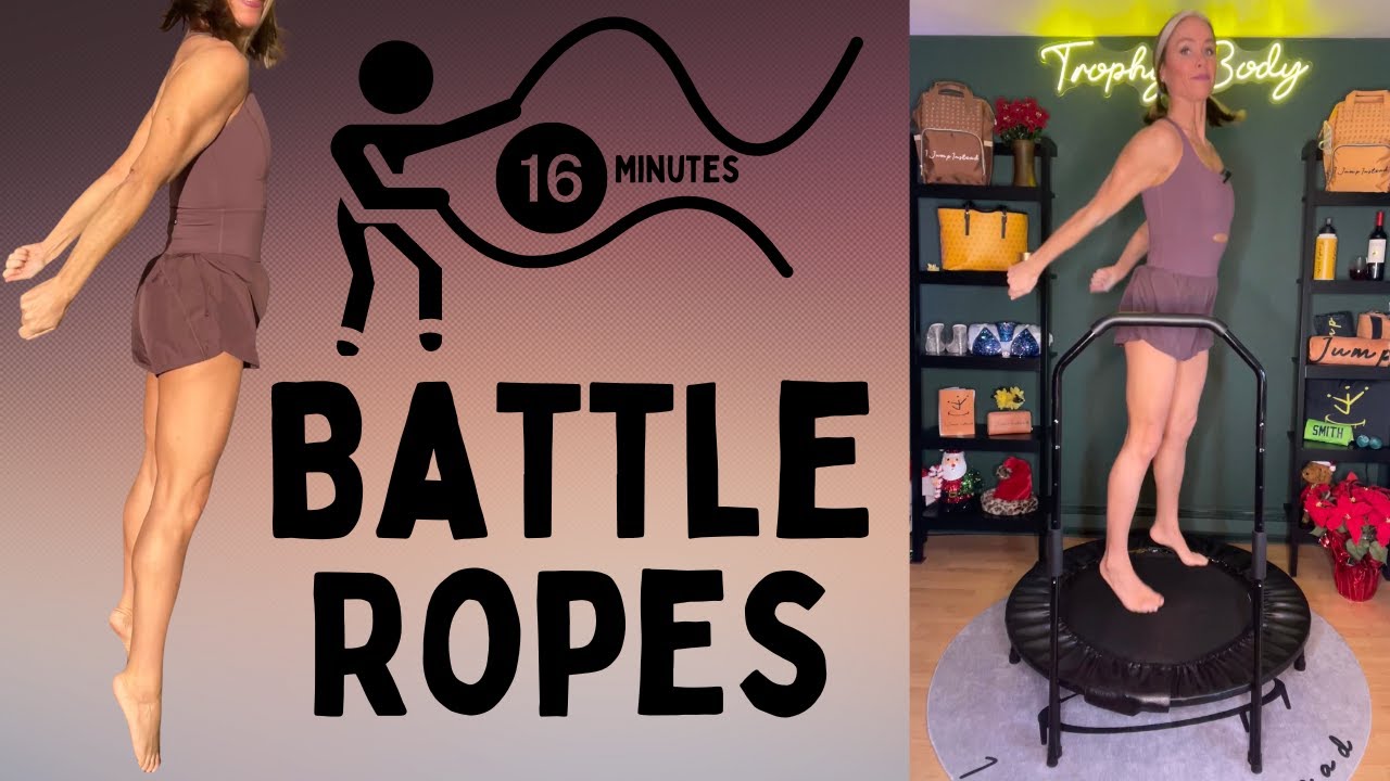 BATTLE ROPES WORKOUT 16 min | Tighten, Tone & Shape arms FAST | Rebounder Workout | Cellerciser