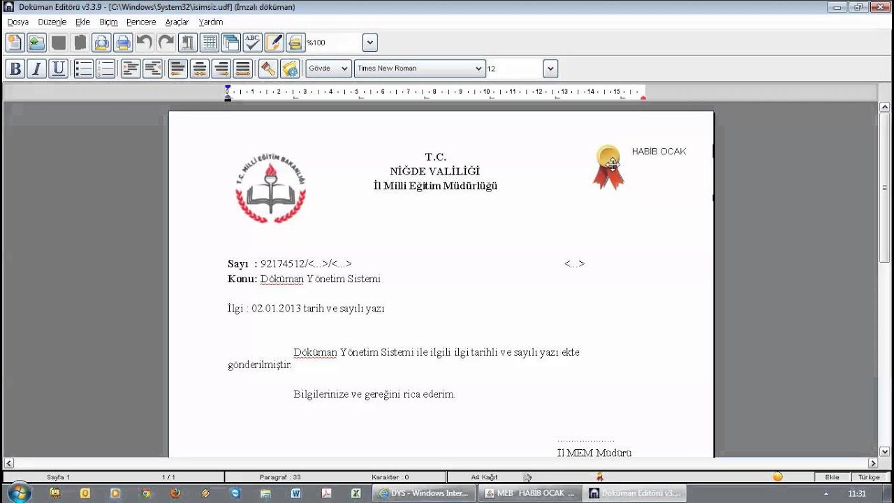 Dys Ders 6.1 - Memurun Yapacağı İşlemler (Giden Evrak)