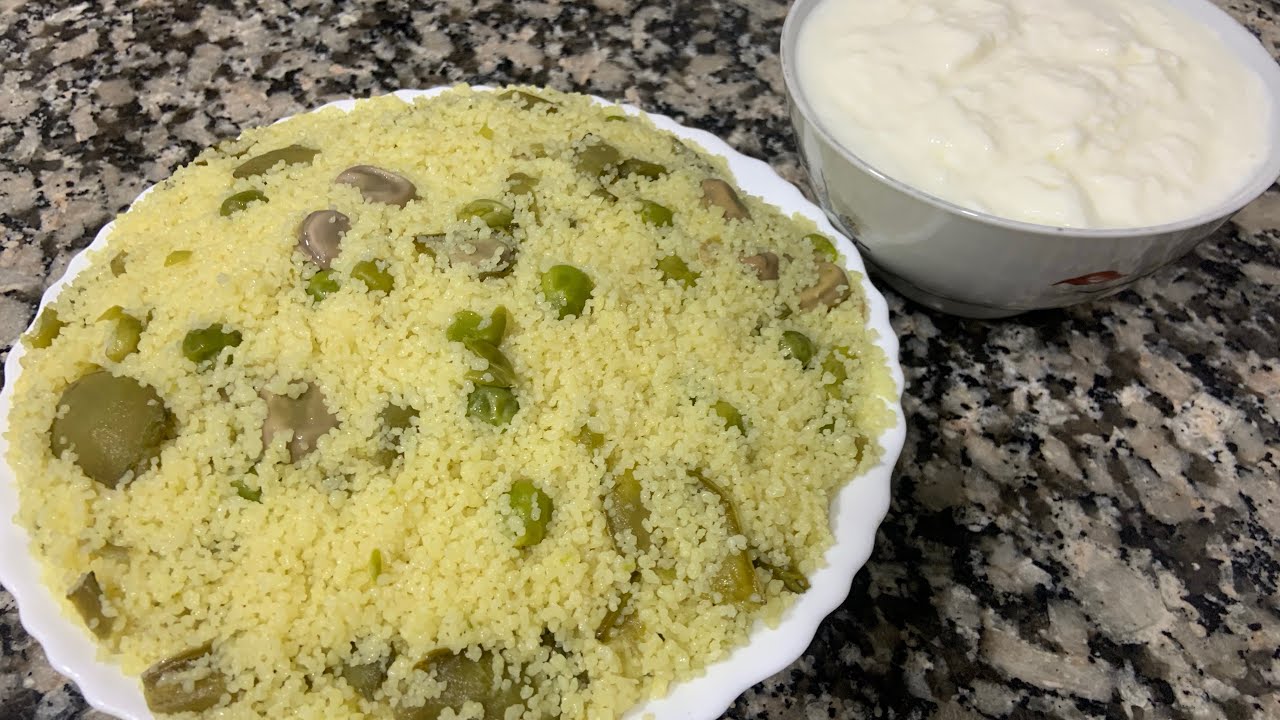 Couscous aux petits pois et fèves مسفوف بالفول والجلبانة
