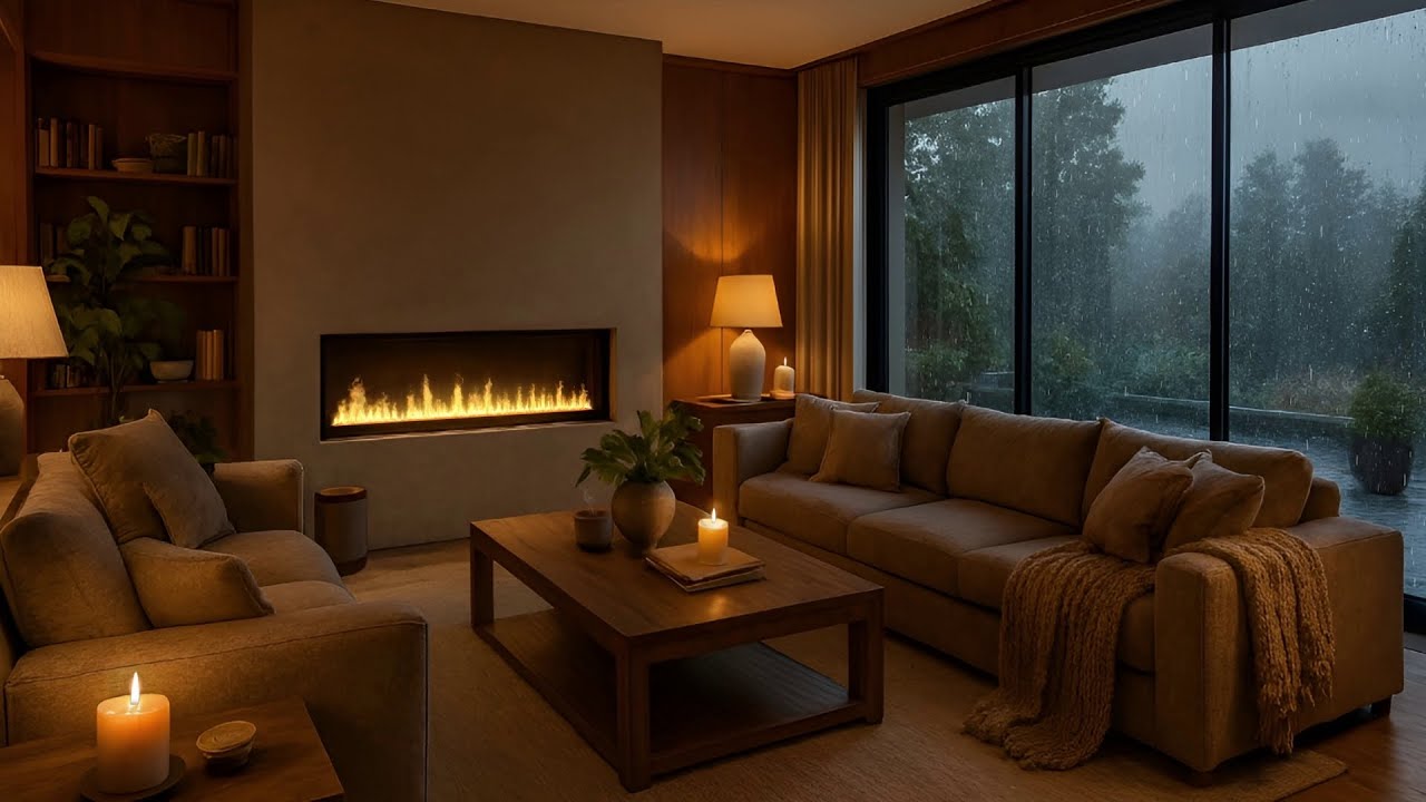 Heavy Rain on Window & Crackling Fireplace 🌧️🕯️ 10 Hours of Deep Sleep Sounds in 4K UHD (ASMR)