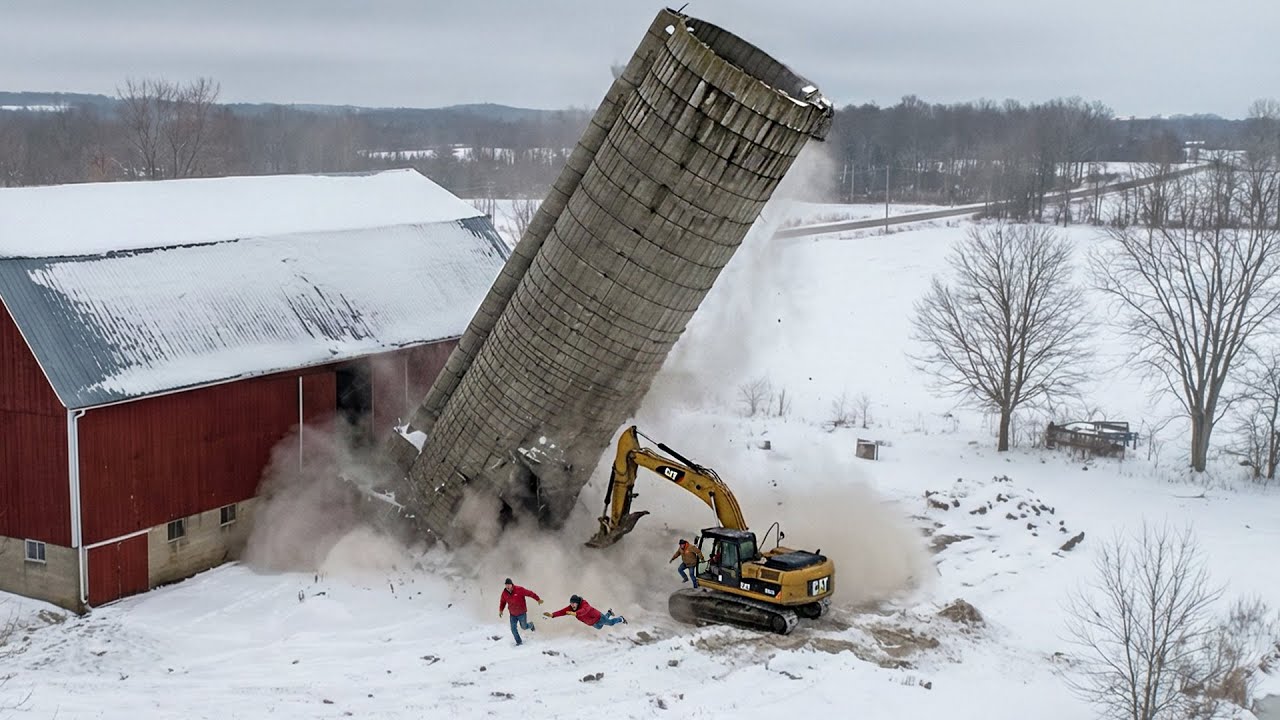 Demolition Idiots: Massive Silo & Water Tower Fall WRONG WAY | Dangerous Building Implosion #1