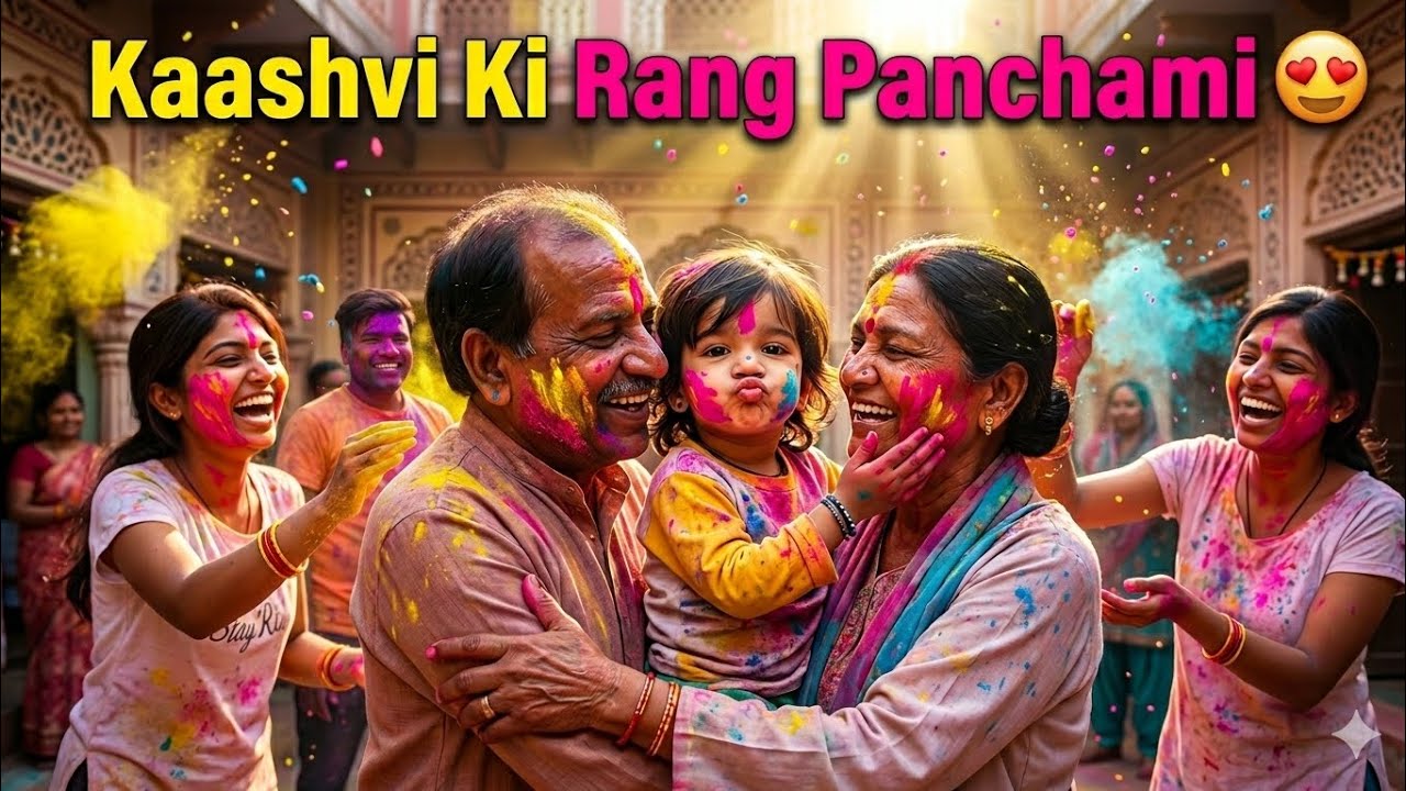 Kaashvi Ki Rang Panchami ❤️Nana Nani Ke Sath Holi | Family Holi Celebration Vlog #rangpanchami #holi