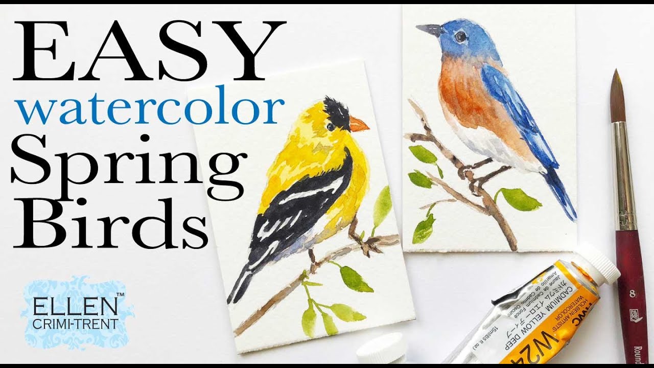 EASY Watercolor Spring Birds Tutorial