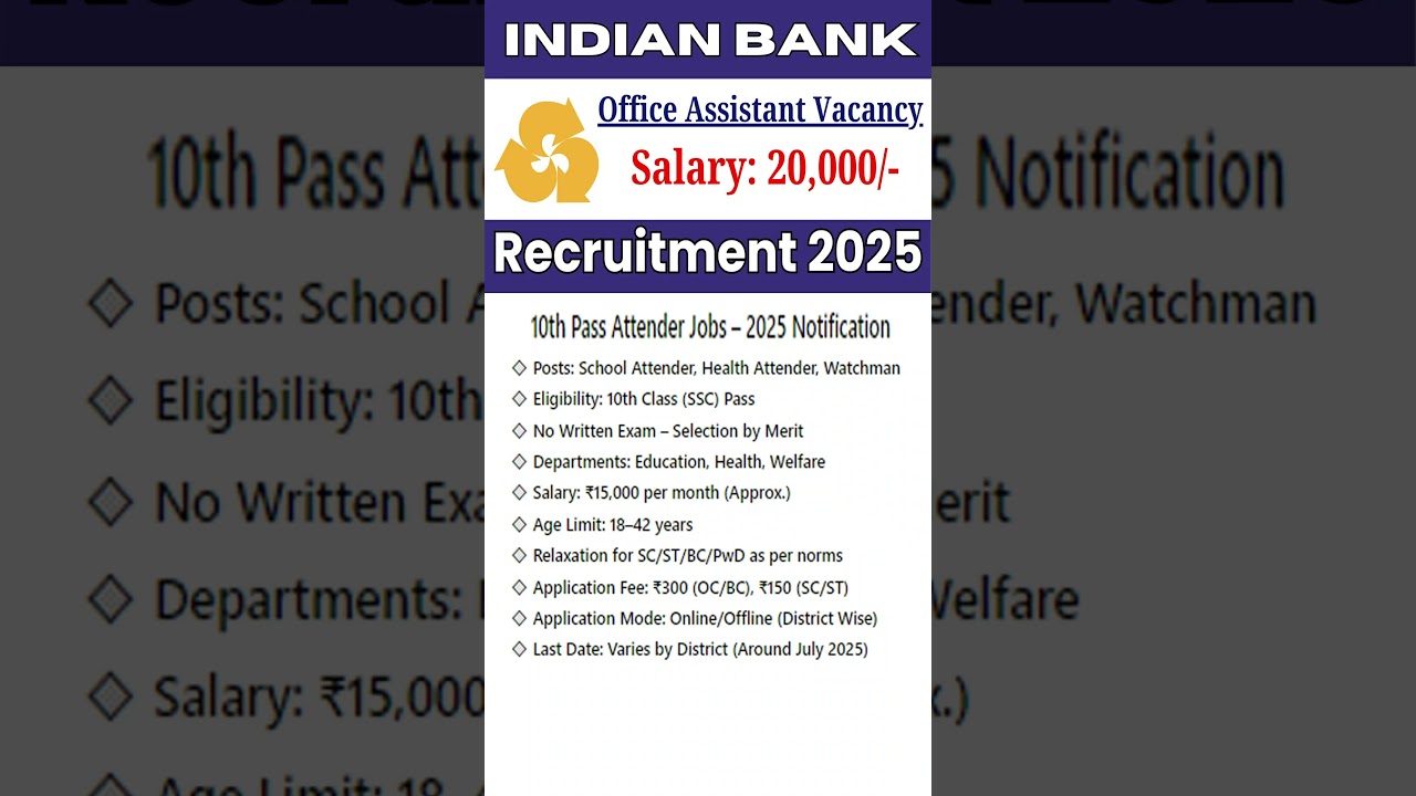 10th Pass Attender Jobs &ndash; 2025 Notification