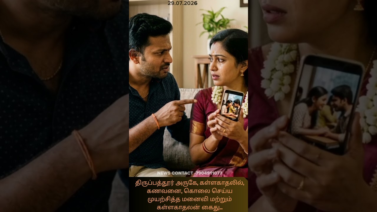 #திருப்பத்தூர் அருகே கணவனை கொ*லை செய்ய முயற்சித்த மனைவி #news #crimenews #tamil #viral #shorts