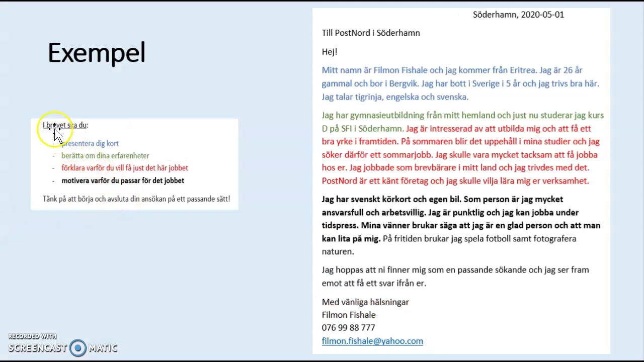 Ett formellt brev - ansökan