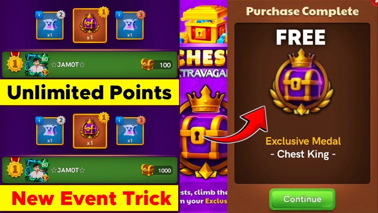 Carrom Pool New Event Unlimited Points Trick | Free Exclusive Medal Trick | Jamot Gaming 